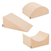 KiddyMoon Foam Playground Velvet for Kids Obstacle Course for Children Montessori Toy for Babies Soft Construction Blocks Element, Tunnel/Hill, Certified Made in The EU, sand beige, Multi-Size