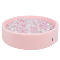KiddyMoon Soft Ball Pit Round  ∅ 7Cm / 2.75In For Kids, Foam Ball Pool Baby Playballs Children, Made In The EU, pink:powder pink-pearl-transparent, 120x30cm/200 balls