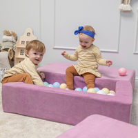 KiddyMoon Children's Foam Sofa with Wedge and Play Balls Set for Play Soft Perfect for Kids Room Lightweight Learning Relaxation Removable Covers Easy Cleaning, purple: pastel beige/pastel yellow/white/mint/powder pink, Sofa/Wedge + 100 Balls
