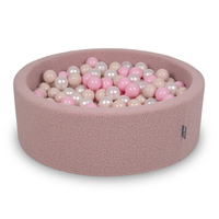 KiddyMoon Ball Pit for Baby with Teddy Plush, Large 7 cm Balls for a Fuller Ball Pit, From 8 Months, Removable Cover, Pink: Pastel Beige/Powder Pink/Pearl, 90 x 30 cm / 300 Balls