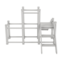 KiddyMoon wooden playground with a slide for kids, Grey, UNI