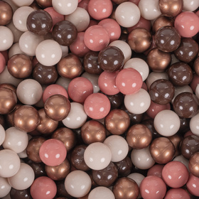 KiddyMoon Baby Foam Ball Pit with Balls ∅ 7cm / 2.75in Made in EU, Heather: brown/copper/pastel beige/salmon, 90x30cm/300 balls