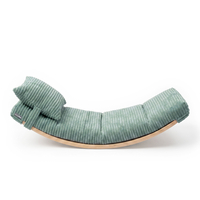 KiddyMoon Balance Board for Kids with Mattress and Pillow Wooden Sensory Wobble Board, natural/green, Balance Board/Mattress/Pillow