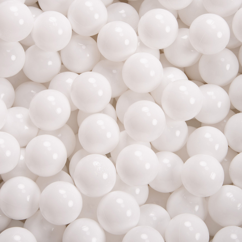 KiddyMoon Soft Plastic Play Balls ∅ 7cm/2.75in Mono-colour certified Made in EU, white, 100 Balls/7cm-2.75in