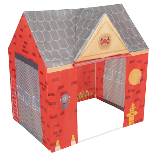 Playhouse For Kids Fire Station Durable And Easy To Assemble Encourages Imaginative Play With Spacious Interior Safe Materials For Indoor And Outdoor Adventures, red-gray, No Balls