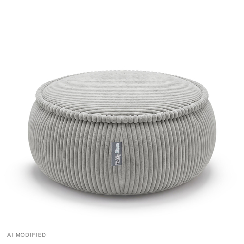 KiddyMoon Kids’ Foam Pouffe with Removable Cover, light grey, L
