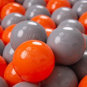 KiddyMoon Soft Plastic Play Balls ∅ 7cm/2.75in Multi-colour Made in EU, orange/grey, 100 Balls/7cm-2.75in