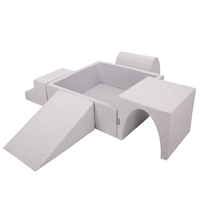 KiddyMoon Foam Playground for Kids with Square Ball pit ( ∅ 7cm/2.75In) Soft Obstacles Course and Ball Pool, Certified Made In The EU, lightgrey:pearl/grey/transparent/babyblue/mint, Ballpit (300 Balls) + Version 3