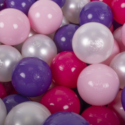 KiddyMoon Soft Plastic Play Balls ∅ 7cm/2.75in Multi-colour Made in EU, light pink/pearl/purple/dark pink, 100 Balls/7cm-2.75in