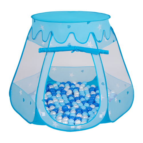 Play Tent For Kids Castle Baby Playhouse For Children With Colorful Balls Pop Up Perfect For Indoor And Outdoor Easy Set Up Includes Carry Bag, blue:babyblue-blue-pearl, 105x90cm/300 balls