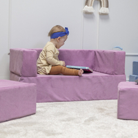 KiddyMoon Modular Foam Sofa for Children's with Balls Lightweight Sofa For Kids Room Comfortable Space-Saving with Storage Room Fabric Safe and Fun for Kids, Purple, Sofa