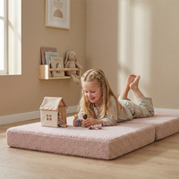 KiddyMoon Armchair For Kids with Teddy Bear Fabric Children Multifunctional Foam Mattress, pink, Armchair