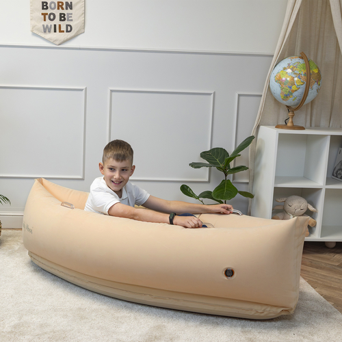 KiddyMoon Inflatable Sensory Peapod Chair For Kids With Handles And Pump, Beige, L