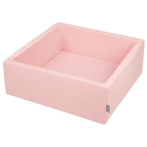KiddyMoon Baby Foam Ball Pit with Balls ∅ 7cm / 2.75in Square Made in EU, pink:pearl/grey/transparent/powderpink, 90x30cm/300 balls