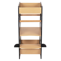 KiddyMoon Kitchen Helper For Kids Step Stool Learning Tower for Children Learning Chair Adjustable Height Level Montessori Furniture, Babies Kitchen Gadgets, ST-003, Black/Natural, 91,5x39,3x49,4