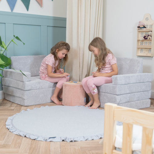 KiddyMoon Armchair Kids Foldable Children Multifunctional Foam Mattress Sofa Bed Folding Toddler Couch Chair for Playroom Bedroom Living Room, light grey, Armchair