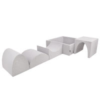 KiddyMoon Foam Playground for Kids with Square Ball pit ( ∅ 7cm/2.75In) Soft Obstacles Course and Ball Pool, Certified Made In The EU, lightgrey:grey/white/turquoise, Ballpit (300 Balls) + Version 1