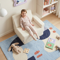KiddyMoon Armchair For Kids with Teddy Bear Fabric Children Multifunctional Foam Mattress, creamy, Armchair