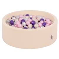 KiddyMoon Foam Ball Pit with Balls for Babies and Toddlers, Soft Sensory Play, Durable Removable Cover, Safe, beige: pastel beige/powder pink/purple, 90 x 30 cm / 300 Balls