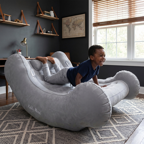 KiddyMoon Inflatable Sensory Rocker Chair For Kids With Pump And Handles, light grey, L