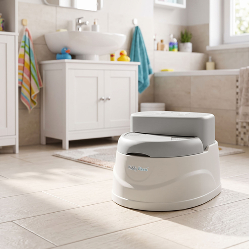 KiddyMoon Potty Training Chair for Toddlers with Step Stool and Lockable Lid, Grey, UNI