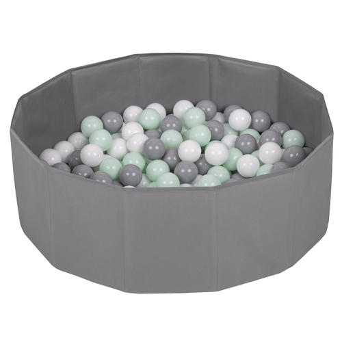 children colourfull foldable ballpit plastic balls, gray:white/gray/mint, 300 balls