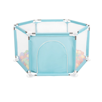 hexagon 6 side play pen with plastic balls, Mint:yellow/green/blue/red/orange, 400 balls