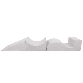 KiddyMoon Foam Playground for Kids with Round Ballpit ( ∅ 7cm/2.75In) Soft Obstacles Course and Ball Pool, Certified Made In The EU, lightgrey:white/grey/mint, Ballpit (300 Balls) + Version 5