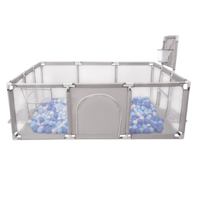 Baby Playpen Big Size Playground with Plastic Balls for Kids, Grey:blue/babyblue/pearl, 100 balls