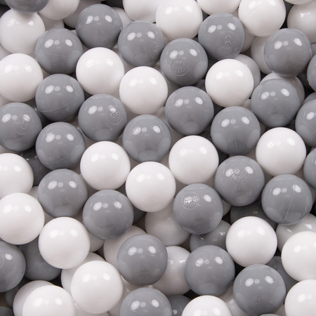 KiddyMoon Baby Foam Ball Pit with Balls ∅ 7cm / 2.75in Made in EU, light grey:white/grey, 90x30cm/200 balls