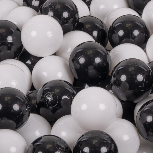 KiddyMoon Soft Plastic Play Balls ∅ 7cm/2.75in Multi-colour Made in EU, black/white, 200 Balls/7cm-2.75in