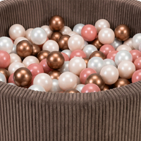 KiddyMoon Ball Pit for Baby and Toddler, Soft Play Ball Pool with ribbed Washable Cover, Brown: Pastel Beige/Copper/Pearl/Salmon, 90 x 30 cm / 200 Balls