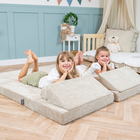 KiddyMoon Multifunctional Foam Mattress, Foldable Armchair for Kids, Children’s Sofa, Folding Couch Chair, beige, Mattress