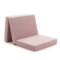 KiddyMoon Foam Mattress Children with Teddy Bear Fabric Multifunctional Foldable Bed for Toddlers, pink, Mattress