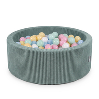 KiddyMoon Ball Pit for Baby and Toddler, Soft Play Ball Pit, 90 x 30 cm with 200 Balls, Soft Foam Ball Pool, Ribbed Washable Cover, Green: Past Blue/Past Yellow/White/Mint/Light Pink, 90 x 30 cm / 200 Balls