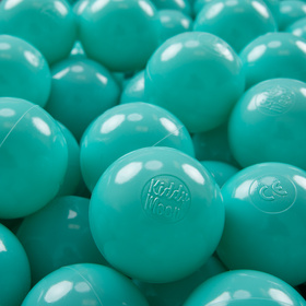 KiddyMoon Soft Plastic Play Balls ∅ 7cm/2.75in Mono-colour certified Made in EU, light turquoise, 300 Balls/7cm-2.75in