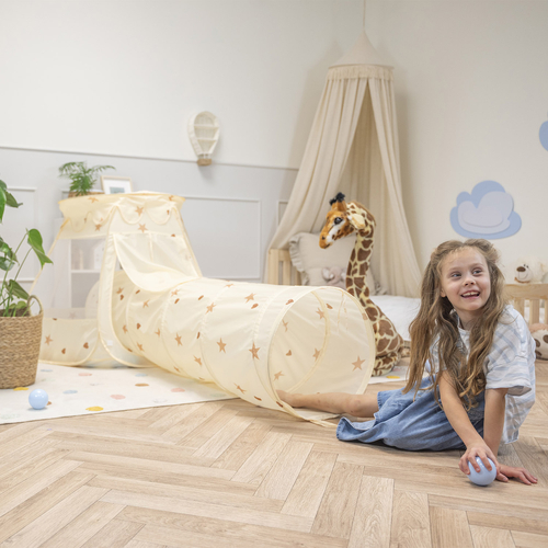 Play Tent With Tunnel Adventure Encourages Movement And Creativity, light beige, tunnel + play tent