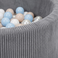 KiddyMoon Ball Pit for Baby and Toddler, Soft Play Ball Pool with ribbed Washable Cover, Dark Grey: Pastel Beige/Pastel Blue/White/Pearl, 90 x 30 cm / 200 Balls