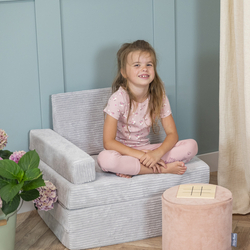 KiddyMoon Armchair Kids Foldable Children Multifunctional Foam Mattress Sofa Bed Folding Toddler Couch Chair for Playroom Bedroom Living Room, light grey, Armchair with Pillow