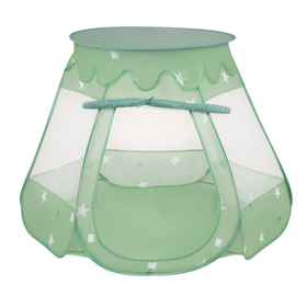 Play Tent For Kids Castle Baby Playhouse For Children With Colorful Balls Pop Up Perfect For Indoor And Outdoor Easy Set Up Includes Carry Bag, mint:grey/white/turquoise, 105x90cm/200 balls