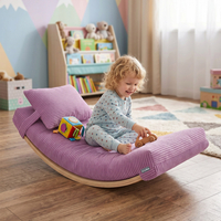 KiddyMoon Cushion Set For Balance Board Mattress and Pillow Ribbed Fabric Washable Cover, light purple, Mattress/Pillow