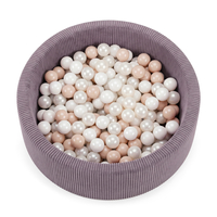 KiddyMoon Ball Pit for Baby and Toddler, Soft Play Ball Pool with ribbed Washable Cover, Purple: Pastel Beige/White/Pearl, 90 x 30 cm / 200 Balls