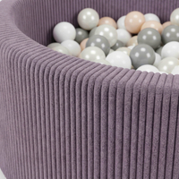 KiddyMoon Ball Pit for Baby and Toddler, Soft Play Ball Pool with ribbed Washable Cover, Purple: Pastel Beige/White/Pearl/Grey, 90 x 30 cm / 200 Balls