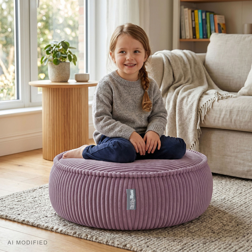KiddyMoon Kids’ Foam Pouffe with Removable Cover, light grey, L