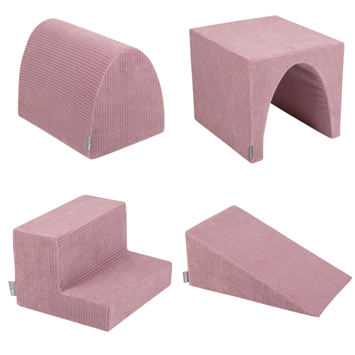 KiddyMoon Foam Playground For Kids Soft Textured Safe Blocks, purple: pastel blue/perle/powder pink/white, Ballpit (300 Balls) + Version 3