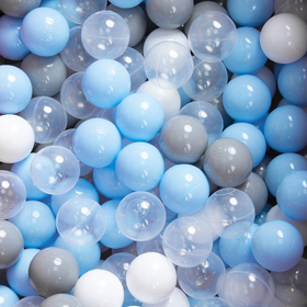 KiddyMoon Soft Plastic Play Balls ∅ 6cm / 2.36 Multi Colour Made in EU, grey/white/transparent/baby blue, 1200 Balls/6cm-2.36in