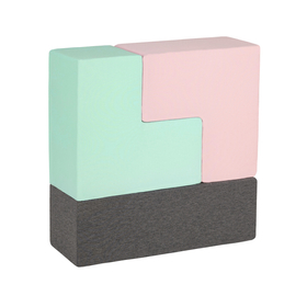 KiddyMoon Soft Foam Cubes Building Blocks 14cm for Children Multifunctional Foam Construction Montessori Toy for Babies, Certified Made in The EU, light grey-dark grey-pink-mint, 9 Pieces