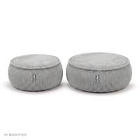 KiddyMoon Kids’ Foam Pouffe with Removable Cover, light grey, L