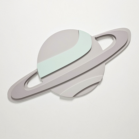 KiddyMoon wall decor kids room nursery wood mdf multiple shapes 3D, saturn: beige/grey, UNI