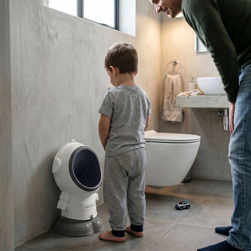 KiddyMoon Potty Training For Children Urinal for Boys Astronaut Design, White, UNI